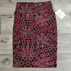 Black and Red Floral Print LuLaRoe Cassie Skirt